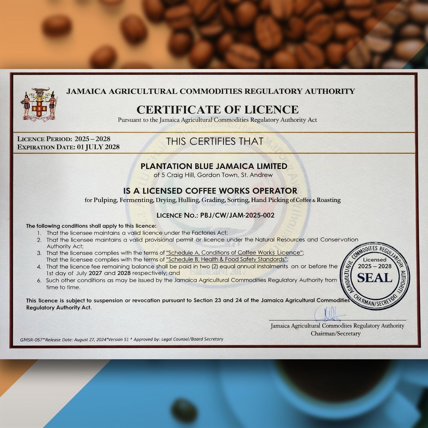 Plantation Blue® Jamaica Blue Mountain Coffee (16 oz - roasted and ground)